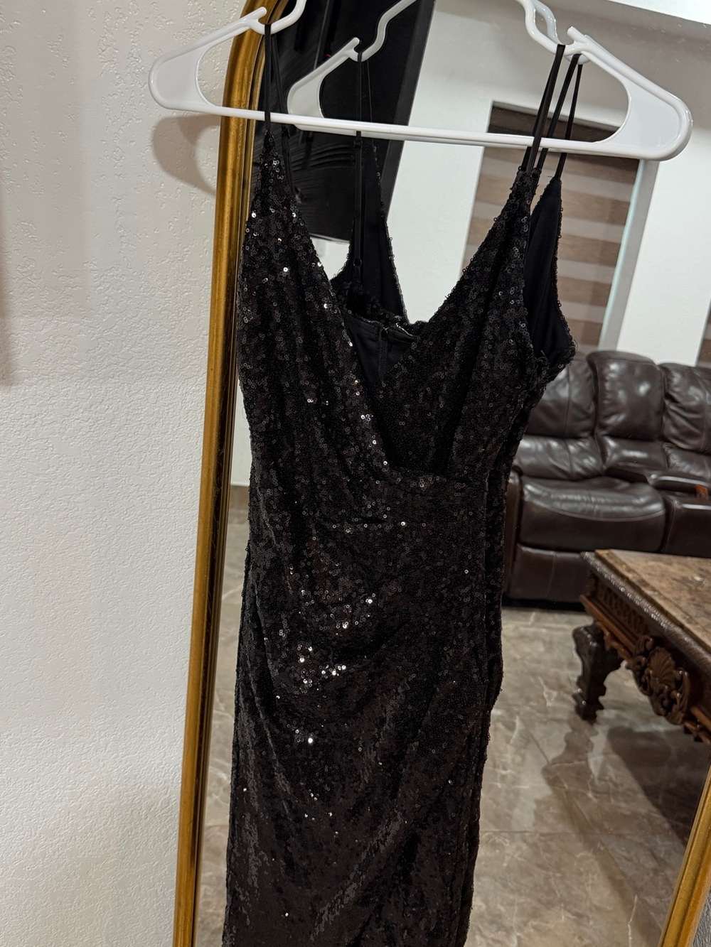 B Darlin Black Sequin Midi Slip Dress